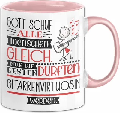 Produktbild von Gitarrenvirtuosin Geschenk Becher Tasse Gott Schuf Alle Menschen Gleich Nur Die Besten Durfeten Gitarrenvirtuosin Werden Geschenkidee Lustig (Rosa)