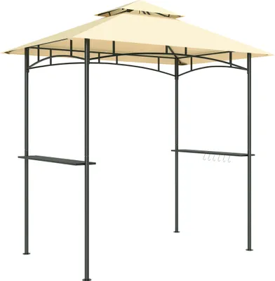 Produktbild von Grillpavillon mit LED 240 x 150 x 258 cm wasserabweisend flammhemmend Gartenpavillon mit Doppelschichtdach, Seitenregalen, Gartenlauben mit UV-Schutz