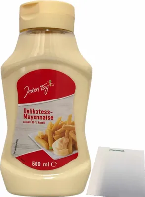 Produktbild von Jeden Tag Delikatess Mayonnaise 80% (500ml Flasche) + usy Block
