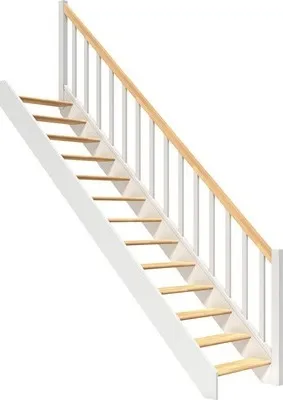 Produktbild von Pertura Wangentreppe Elenie Buche Leimholz Lackiert Ohne Setzstufen Seitenwange weiß gerade 83,5 cm 14 Stufen / 15 Steig