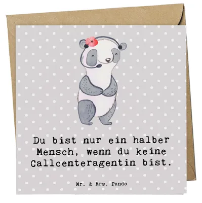 Produktbild von Mr. & Mrs. Panda Glückwunschkarte Callcenteragentin Herz - Grau Pastell - Geschenk, Customer Service, Spruch, Lustig, faltkarte, anlasskarte, Klappkarte, doppelkarte