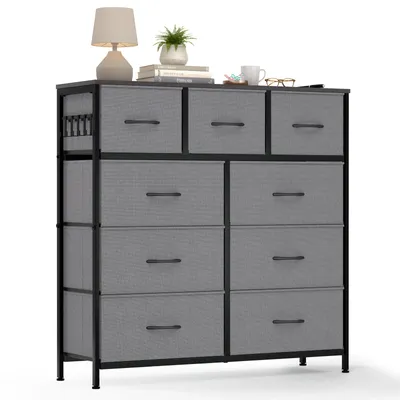 Image de Commode HOKEEPER avec 9 tiroirs en tissu, buffet, armoire, commode, meuble de rangement pour chambre à coucher/salon/entrée