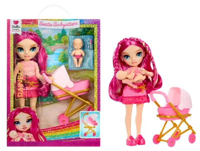 Productafbeelding van Rainbow High Junior High, beste vriendinnen, babysitters – Stella Monroe (fuchsia), modepop, voor meisjes, vanaf 4 jaar, geschikt voor jongens en meisjes, 230 mm, multicolor