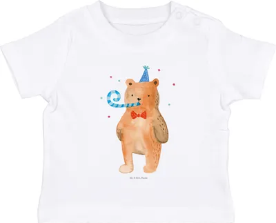 Produktbild von Mr. & Mrs. Panda Babyshirt Bär Geburtstag 12. - 18. Monat - Weiß - Geschenk, Organic Baby T-Shirt, , Happy Birthday, Alles Gute, Kinder Oberteil, Glückwunsch, Teddy