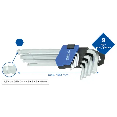 Obrázok produktu pre BRILLIANT TOOLS Sada kľúčov so šesťhranným profilom 9 ks - BT045009
