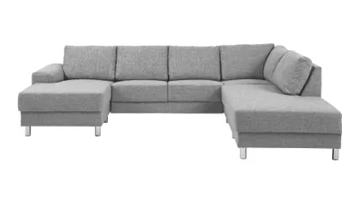 Image de Calverton Canapé d'angle avec chaise longue à gauche en gris clair.