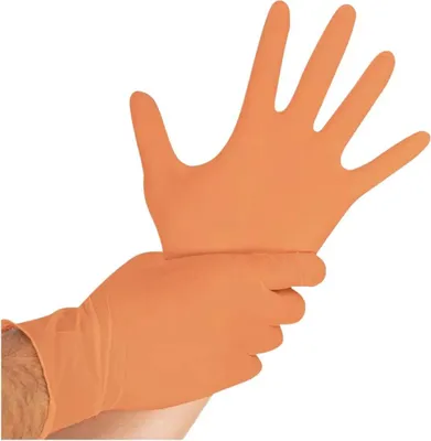 Produktbild von Hygostar "Safe Light" Nitril-Handschuhe Orange | 100 Stück   : L Größe: L