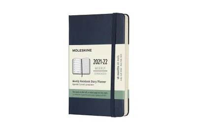 Productafbeelding van Moleskine Classic Agenda, papier, blauw, 2021 - 2022, 1 zak, notitiepagina's, elastiek