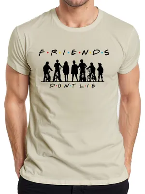 Produktbild von FRIENDS DON'T LIE Stranger Kids Fahrräder 80er Retro Hawkins Elf Herren T-Shirt, Natur, XXL