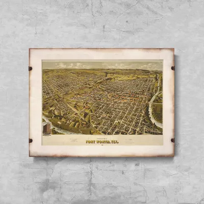 Produktbild von Poster - Canvas - Leinwand - 84,1 cm x 59,4 cm - Fotoposter - Leinwandkunst - Karte von Fort Worth, Texas