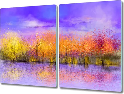 Produktbild von Coloray Hackbrett Küchenbrett Kochplattenabdeckung Schneidebrett Herdabdeckplatte 2x40x52 cm - Bäume Himmel
