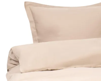 Obrázek produktu pro BELIANI Sada povlečení na peřinu a polštář béžové saténová bavlna 150 x 200 cm moderní ložnice