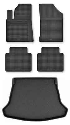 Image de Tapis en caoutchouc + bac de coffre pour Toyota Prius IV 2017- (hayon, 5 places) – 5 pièces, noirs, semi-universel, adapté