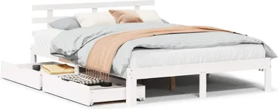 Immagine prodotto di vidaXL Letto in legno massiccio con cassetti bianco 120x190 cm pino