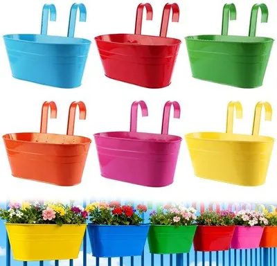 Produktbild von Set von 6 Metallblumentöpfen zum Aufhängen - 27,5 cm