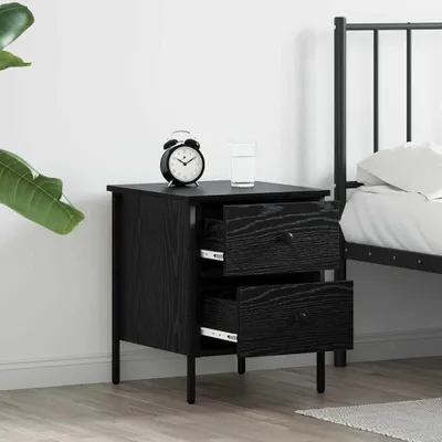 Image de vidaXL Table de nuit avec tiroirs Chêne noir 40 x 42 x 50 cm