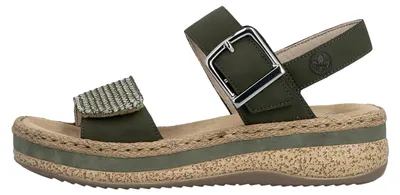 Produktbild von Rieker Damen Sandalen V095154 aus Leder mit Keilabsatz und Klettverschluss