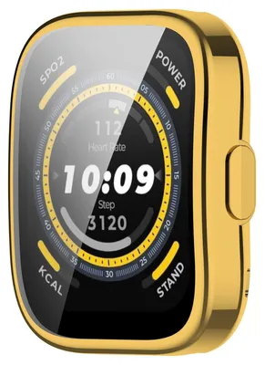 Obrázok produktu pre Pre Amazfit Bip 5 TPU silikónové puzdro na inteligentné hodinky + ochranný sklenený kryt Gold