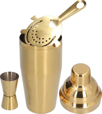 Zdjęcie produktu dla Cocktail Set Fashionable 750ml Stainless Steel  Tool Kit with Strainer Measure Cup Shaker for Bartender BarGolden Set