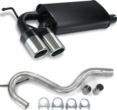 Produktbild von JOM Stahl Sportauspuff 2x76 rund schräg VW Golf 5 mit Edelstahl Endrohr Neu