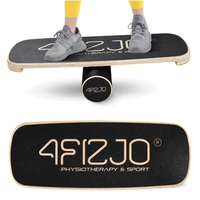 Produktbild von 4FIZJO BALANCE BOARD PRO, Holz Gleichgewichtsplattform mit Rolle Stoppern für Training und Therapie