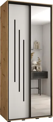 Produktbild von MEBLE KRYSPOL Cannes 9 Schrank mit 2 Schiebetüren - 205,2x120x45 cm - Artisan Weiß Schwarz
