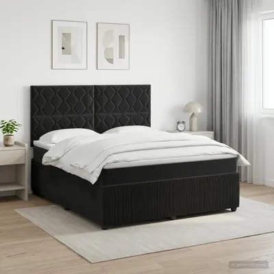 Immagine prodotto di Maison Exclusive - Letto boxspring con materasso nero 140 x 200 cm in velluto