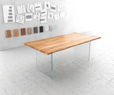Produktbild von DELIFE Esstisch Edge 200x100 Akazie Natur Glas Live-Edge