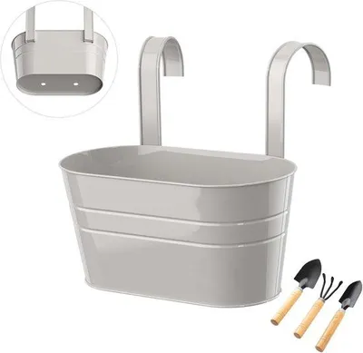 Immagine prodotto di Vasi sospesi in metallo per esterni - Cestino da giardino grigio - Set da 2 pezzi