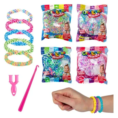 Obrázok produktu pre Vytvor si vlastný náramok – gumičky 5000 ks + nástroje v 4 farbách v vrecku 17 x 22 cm