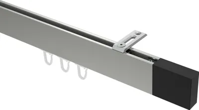 Produktbild von Interdeco Innenlaufstange / Gardinenstange mit Innenlauf Edelstahl-Optik / Schwarz, Typ Smartline Lox (Quader) Deckenmontage, 14x35 mm 1-läufig, 480 cm