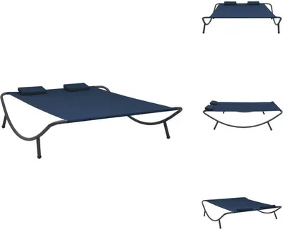 Image de vidaXL Chaise longue de jardin en tissu bleu -  Lits de jardin