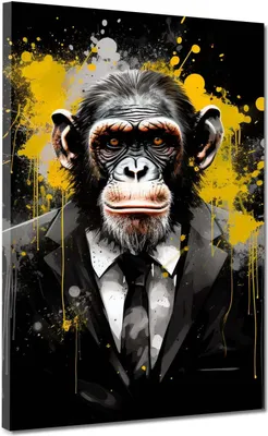 Produktbild von Pop Art Affe Dark Style Tier Leinwandbild Wandbild Deko Kunst XL: 75x100x4cm
