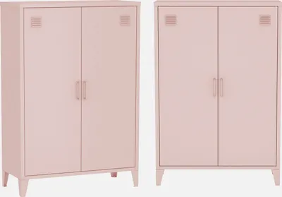 Produktbild von sweeek - 2er-Set Kommoden/Schränke aus Metall mit 2 Türen - Rosa