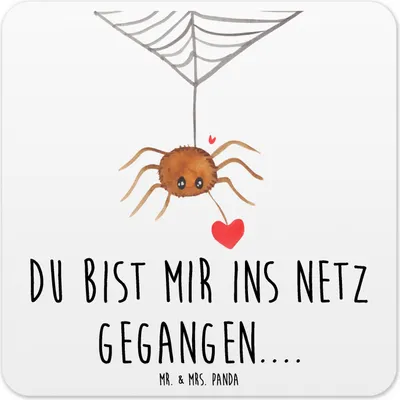 Produktbild von Mr. & Mrs. Panda Getränkeuntersetzer Spinne Agathe Liebe 10er Set - Weiß - Geschenk, Untersetzer Gläser, Liebesgeschenk, für, Liebesbeweis, Glas-Untersetzer, Verliebt