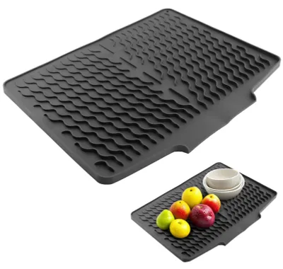 Produktbild von Silikon-Abtropfmatte fš¹r Kš¹chenarbeitsplatten-Abtropfmatte mit Tropfkante-Abtropfkante šC Geschirrabtropfmatte-40 x 33 cm