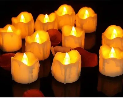 Productafbeelding van Elektrische LED-lichtpalen - 12 knisperende, vlamloze LED-kegelverlichting voor evenementen, kerstdecoratie, warmwit licht