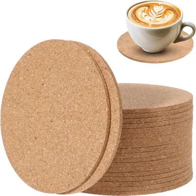 Produktbild von Untersetzer Set mit 20 runden Korkuntersetzern, 10 cm x 3 mm Korkuntersetzer für Gläser, wiederverwendbar, Retro für Zuhause, Restaurant, Büro