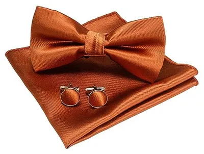 Productafbeelding van Vlinderdas Pochet Set - Accessoires Heren - Formele Gelegenheden - Verstelbaar en Compleet - 12 x 6.5 cm - Roestrood Oranje