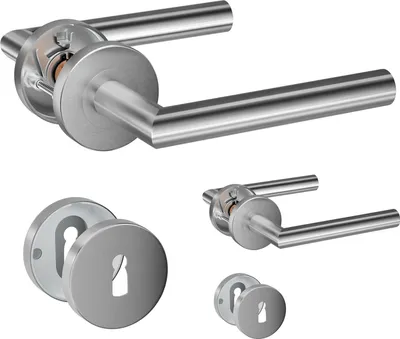 Produktbild von Roestfreie Edelstahl-Türdrücker mit Schlüsselgatrosette - Set von 2 - silberfarben
