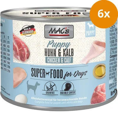 Produktbild von MAC's DOG PUPPY HUHN & KALB, Adult, jede Rasse, Huhn, Kalbsfleisch, 200 g