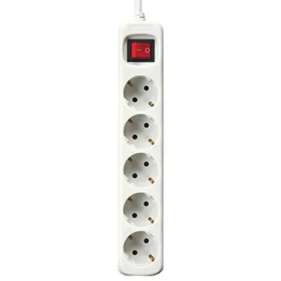 Productafbeelding van Wandcontactdoos met 5 stopcontacten en schakelaar, merk Silver Electronics, kleur wit