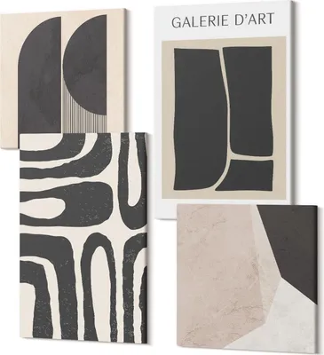 Obrázok produktu pre Foto na plátno – 4-dielny set obrazov – Moderné nástenné umenie – Vysoká kvalita – 2x40x40 cm + 2x40x60 cm – Hotové na zavesenie – Abstraktné tvary minimalistické plagáty