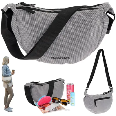 Produktbild von Handtasche Schultertasche Damen Freizeittasche Mond Form Tasche Bag Moon Schlinge Schultergurt Alessandro Mila Crossbody 4291 Titan Grau + Etui