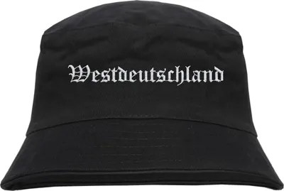Produktbild von Westdeutschland Fischerhut - Altdeutsch - bestickt -  Bucket Hat Anglerhut Hut  Schwarz S/M