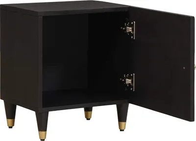Produktbild von vidaXL Nachttisch mit Tür Schwarz 40 x 33 x 46 cm Massivholz Mango