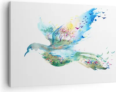 Produktbild von Bild auf Leinwand - Leinwandbild - Abstraktion Vogel Natur Bewegung - 70x50cm - Wand Bild - Wanddeko - Leinwanddruck - Bilder - Kunstdruck - Wanddekoration - Leinwand bilder - Wandkunst - AA70x50-3032