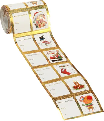 Produktbild von Weihnachtliche Geschenkaufkleber mit Motiven für Dekoration und Verpackungen, 60 Stück