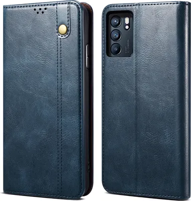 Produktbild von OPPO Reno6 5G Hülle, Leder Flip Brieftasche Schutzhülle für OPPO Reno6 5G Blau