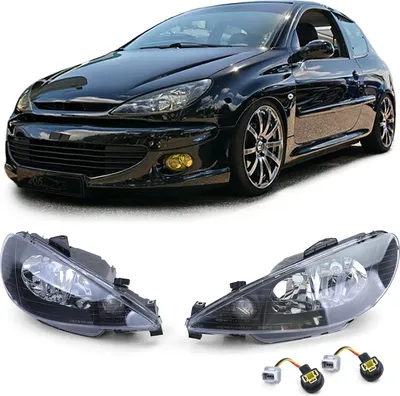 Zdjęcie produktu dla Reflektory przezroczyste czarne H7 H7 + adapter do Peugeot 206 1998-2008
